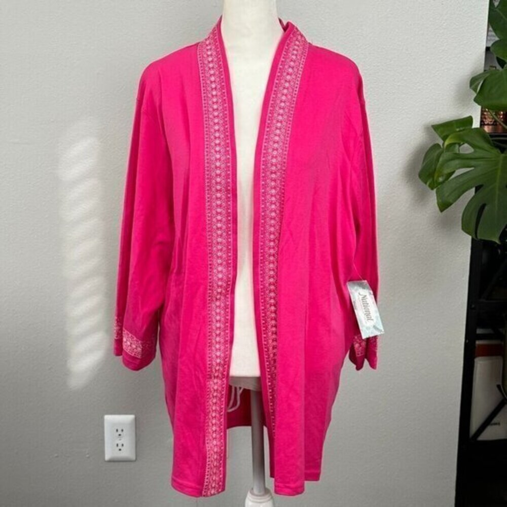 NWT UltraSofts Pink Embroidered Cardigan